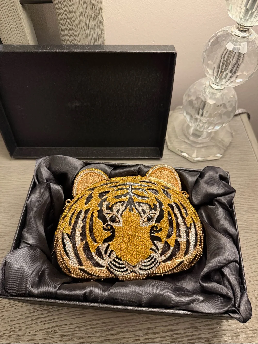Christal Couture Tiger Full Bling Crystal Rhinestone Evening Clutch Purse Bag